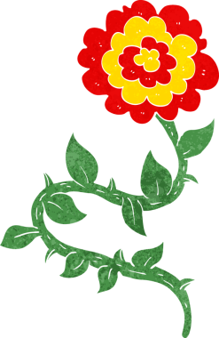 Bir insan tarafından çizilmiş karikatür çiçeği