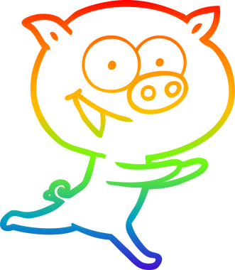 Bir insan tarafından çizilmiş neşeli bir domuz çizgi filminin gradyan çizimi.