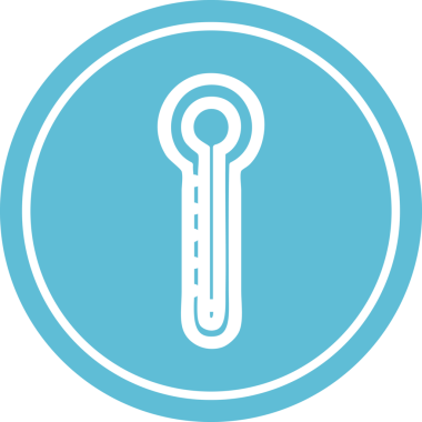 Bir insan tarafından çizilmiş cam termometre dairesel simgesi