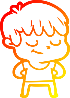 Bir insan tarafından çizilen mutlu bir çocuğun sıcak çizgi çizimi.