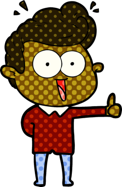 Bir insan tarafından çizilmiş çizgi film bakışlı adam.