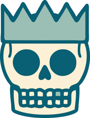 Bir insan tarafından çizilmiş kafatası ve tacın ikonik dövme şekli