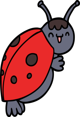 Bir insan tarafından çizilmiş sevimli uğur böceği çizgi filmi.