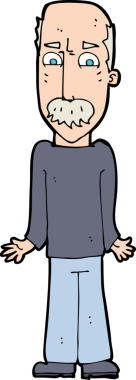 Çizgi filmdeki baba bir insan tarafından çizilmiş omuzlarını silkiyor.