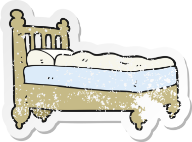 Bir insan tarafından çizilmiş karikatür yatağının gerilimli yapıştırması.