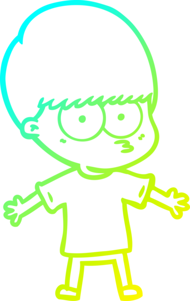 Bir insan tarafından çizilmiş gergin bir çizgi film çocuğu çizimi.