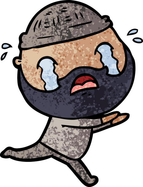 Çizgi film sakallı adam bir insan tarafından çizilmiş ağlıyor.