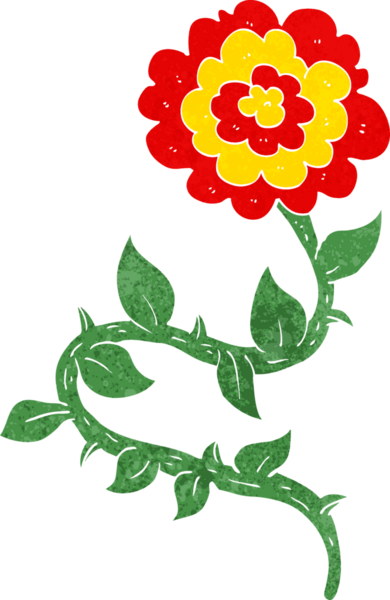 Bir insan tarafından çizilmiş karikatür çiçeği