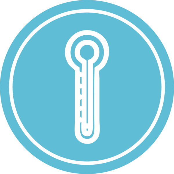Bir insan tarafından çizilmiş cam termometre dairesel simgesi