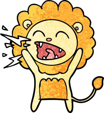 Bir insan tarafından çizilmiş kükreyen aslan çizgi filmi.