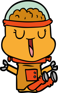 Bir insan tarafından çizilmiş mutlu çizgi film robotu