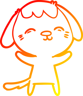 Bir insan tarafından çizilmiş mutlu çizgi film köpeğinin sıcak çizgi çizimi