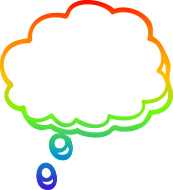 gökkuşağı gradyan çizgi çizimi bir insan tarafından çizilmiş bir karikatür zihin baloncuğu