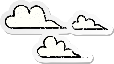 Bir insan tarafından çizilmiş şirin bir karikatür bulutunun sıkıntılı çıkartması.