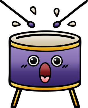 Bir insan tarafından çizilen davulun gölgelenmiş karikatürü