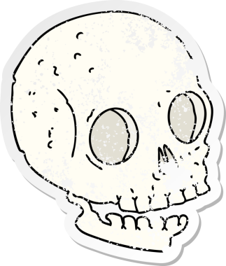 Bir insan tarafından çizilmiş garip bir el karikatürü kafatası.