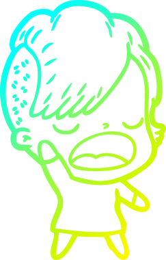 Bir insan tarafından çizilmiş havalı bir hippi kızın soğuk gradyan çizimi.