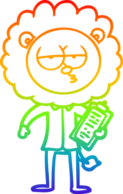 Gökkuşağı gradyan çizgi çizimi Bir insan tarafından çizilmiş sıkılmış aslan yöneticisi