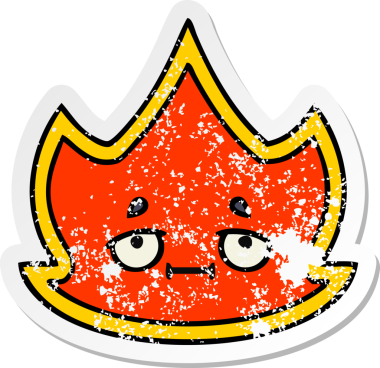 Bir insan tarafından çizilmiş şirin bir çizgi film yangınının sıkıntılı çıkartması.