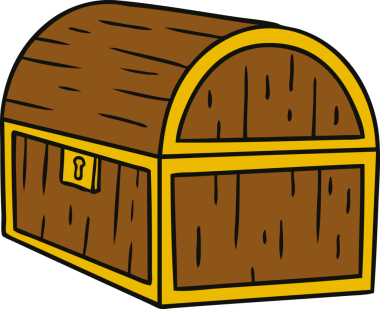 Bir insan tarafından çizilmiş hazine sandığının karikatürü.