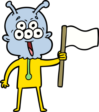 Bir insan tarafından çizilmiş mutlu bir uzaylı çizgi filmi.