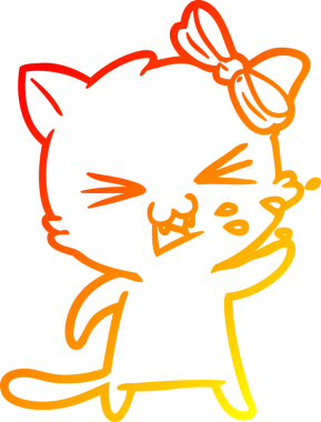 Bir insan tarafından çizilmiş çizgi film kedisinin sıcak çizgi çizimi