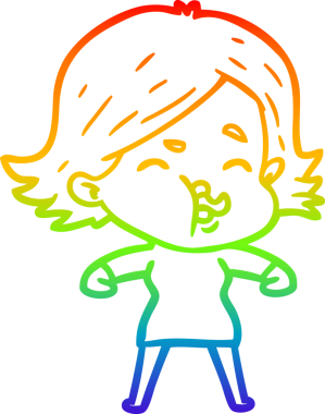 Gökkuşağı gradyan çizgi çizimi Bir insan tarafından çizilen bir kız karikatürü