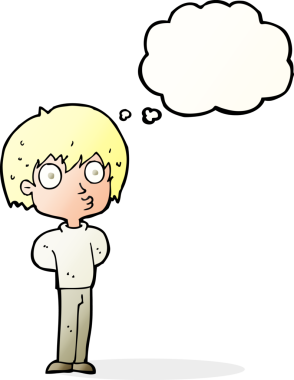 Bir insan tarafından çizilen düşünce baloncuğu ile çocuk etkilendi.