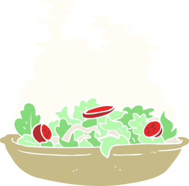 Bir insan tarafından çizilmiş salatanın düz renk çizimi