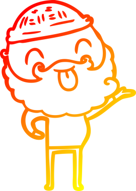 Sakallı bir adamın insan tarafından çizilmiş sıcak bir çizgi çizimi.