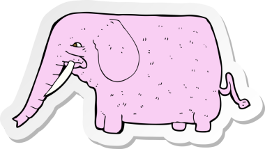 Bir insan tarafından çizilmiş komik bir filin çıkartması.