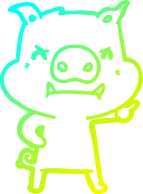 Bir insan tarafından çizilmiş kızgın çizgi film domuzu çizimi.