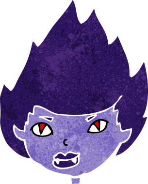 Bir insan tarafından çizilmiş vampir kafası.