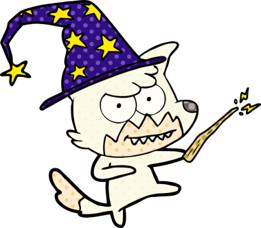 Bir insan tarafından çizilmiş sırıtan tilki çizgi filmi.