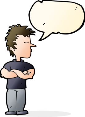 Bir insan tarafından çizilen konuşma baloncuğuyla dinlemeyi reddeden karikatürist.