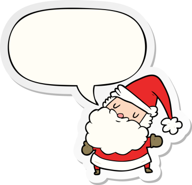 Bir insan tarafından çizilmiş konuşma balonu çıkartmalı Noel Baba çizgi filmi.