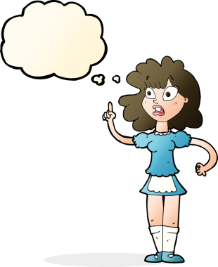 Bir insan tarafından çizilmiş düşünce balonlu endişeli bir kız.