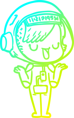 Bir insan tarafından çizilmiş soğuk gradyan çizgili astronot kadın çizimi.