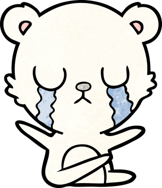 Bir insan tarafından çizilmiş üzgün küçük kutup ayısı çizgi filmi.