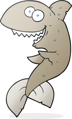 Bir insan tarafından çizilmiş karikatür köpekbalığı.