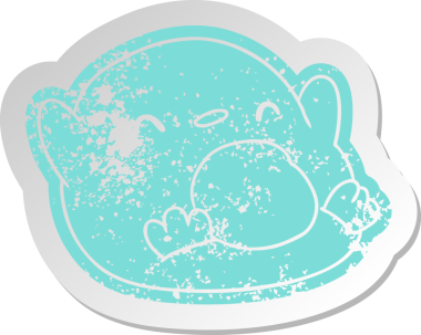 Bir insan tarafından çizilmiş sevimli bir penguenin eski bir karikatür yapıştırması.