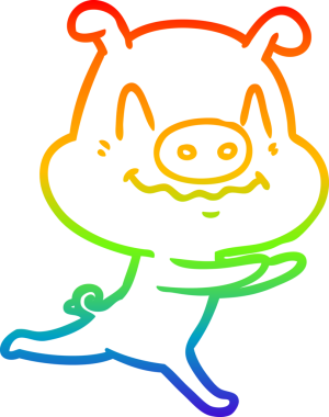 Gökkuşağı gradyan çizimi Bir insan tarafından çizilen sinir çizgi domuz çizimi