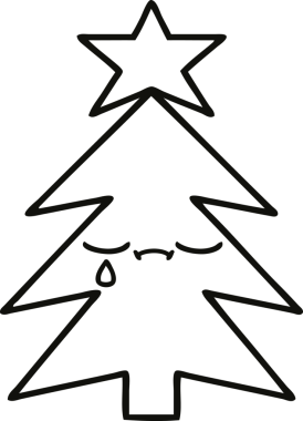Bir insan tarafından çizilmiş bir noel ağacının çizgi çizimi