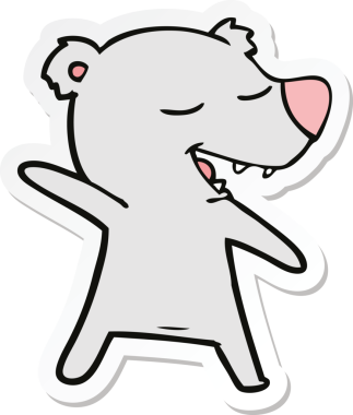 Bir insan tarafından çizilmiş çizgi film ayısının çıkartması.