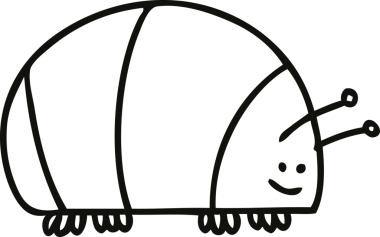 Bir insan tarafından çizilmiş garip çizgi film böceği.