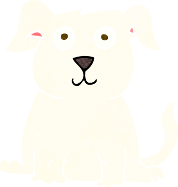 Bir insan tarafından çizilmiş mutlu bir köpek.