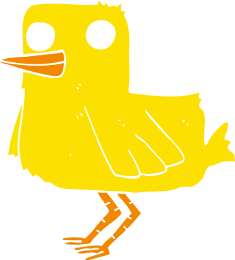 Bir insan tarafından çizilmiş düz renkli çizgi film ördeği