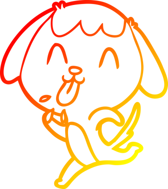 Bir insan tarafından çizilmiş sevimli bir köpeğin sıcak çizgi çizgisi.