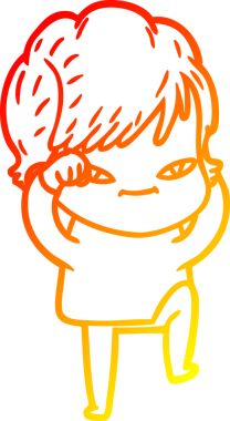 Bir insan tarafından çizilmiş mutlu bir kadının çizgi çizimi.