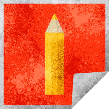 bir insan tarafından çizilmiş turuncu renkli kalem grafik vektör kare etiketi